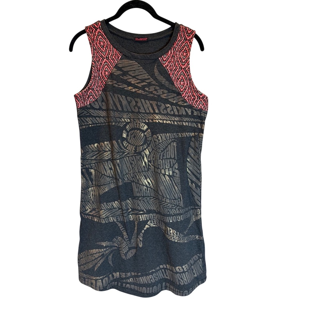 Custo Barcelona‎ Womens Metallic Graphic Mini Dress Grey Pink Sleeveless Size M